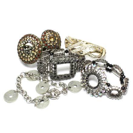(474) Wholesale Mixed Rhinestone Alloy Bracelets Cuff Bangle