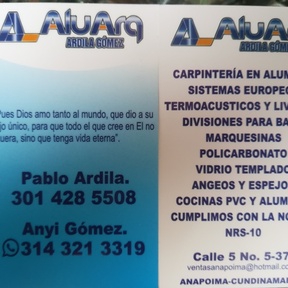 AluArq Ardila Gómez Vidrios y aluminios 